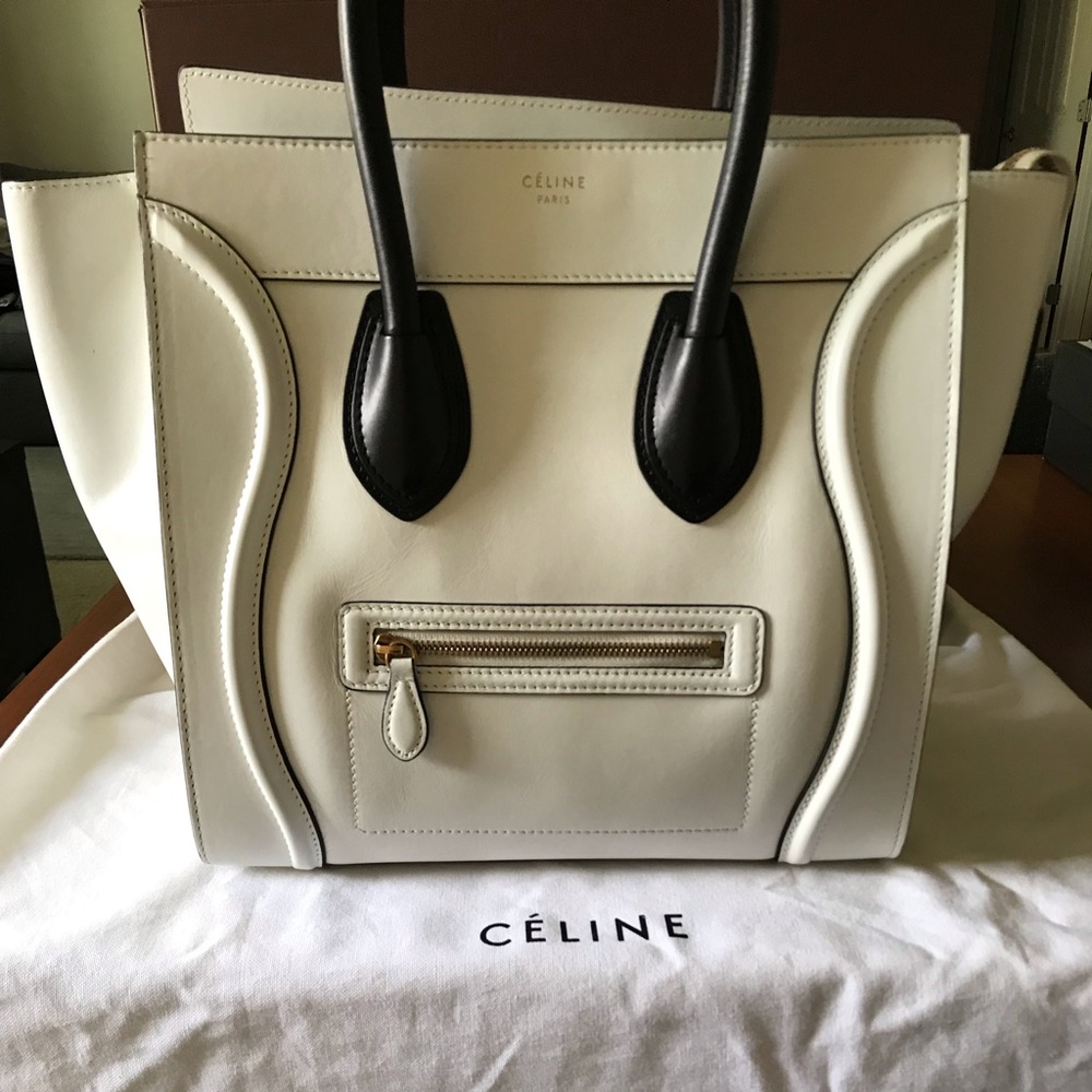 Celine Mini Luggage Smooth Leather Black & White